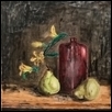 Pears with red bottle