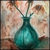 Black eyed susans in green vase