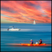 Three boats in San Diego Harbor